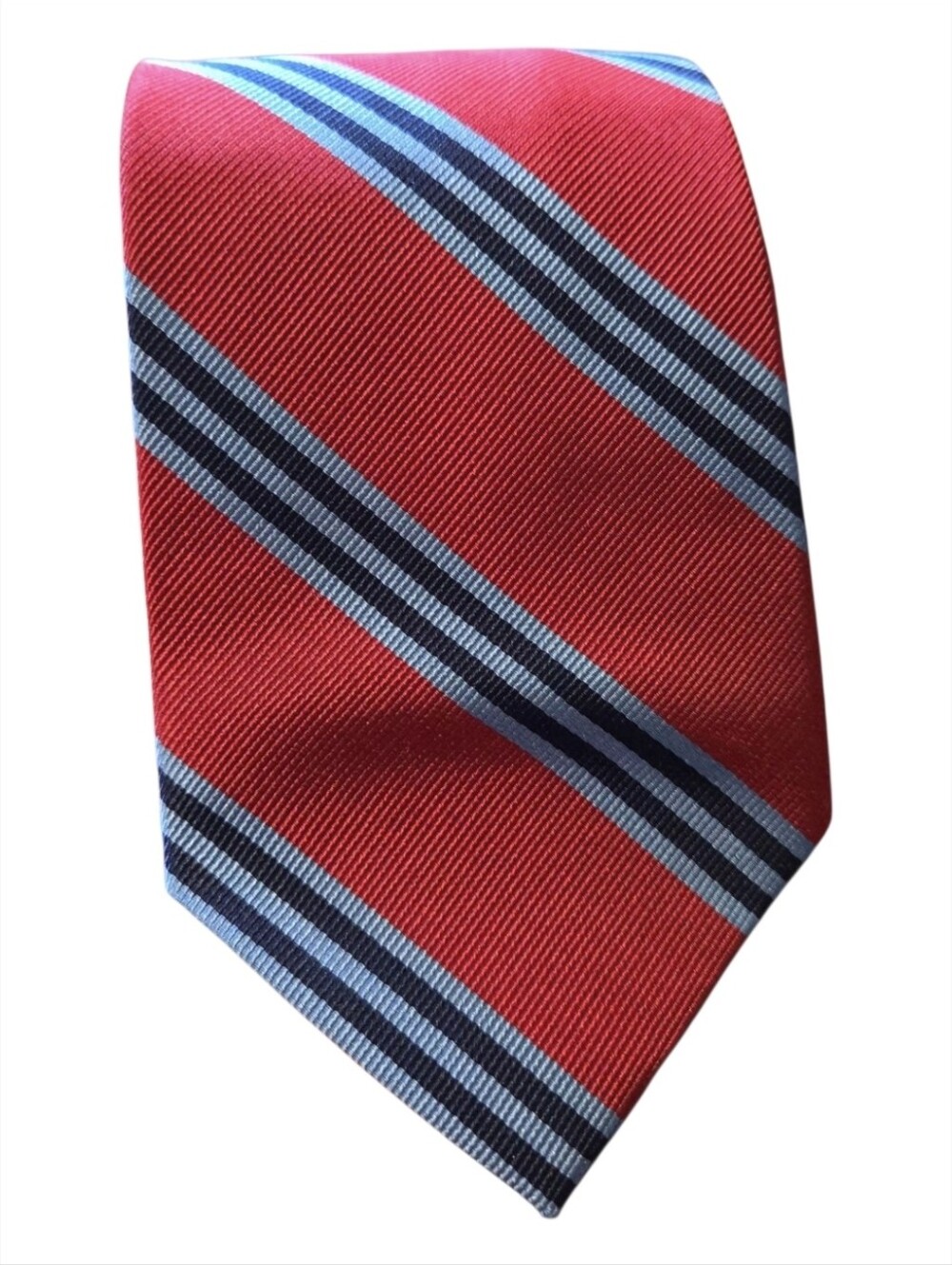 Brooks Brothers 100% Silk Red Navy Blue Striped Necktie 56 Inch